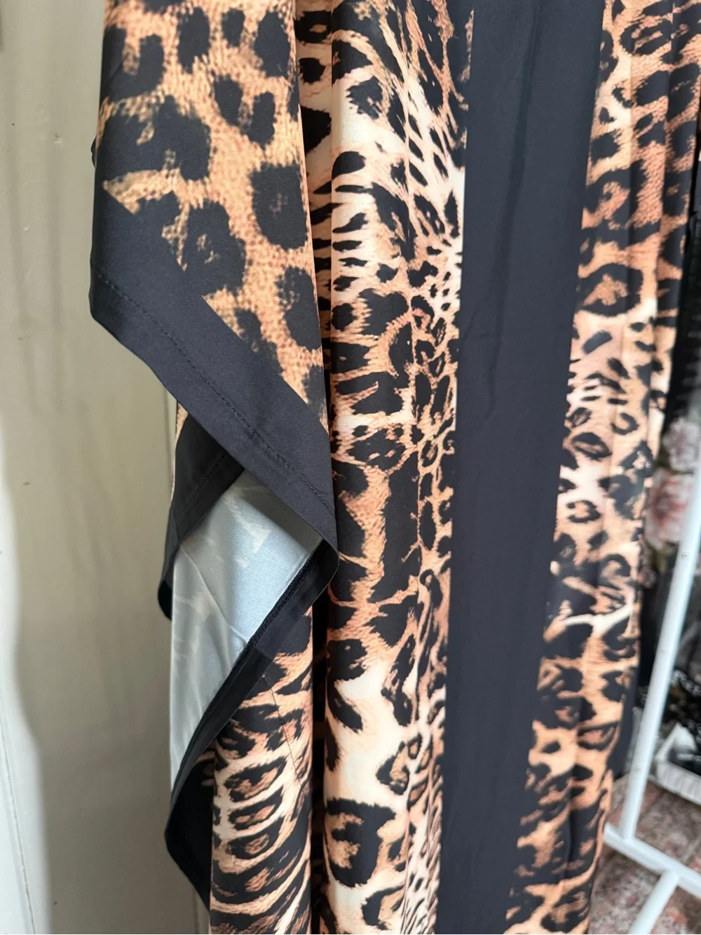 Leopard Print V-Neck Maxi Dress in Brown and Black
